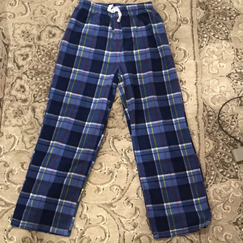 blue plaid pajama pants